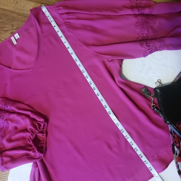 Cato • Women's Magenta Pink High-Low Puff Sleeve Tunic Top - Picture 10 of 14